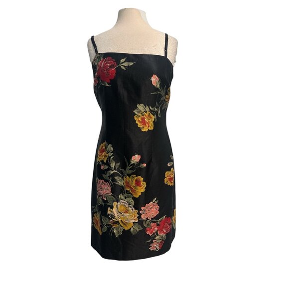 Party by JM Black Floral Slip Dress – Size 12 (USA Made) - Picture 2 of 11